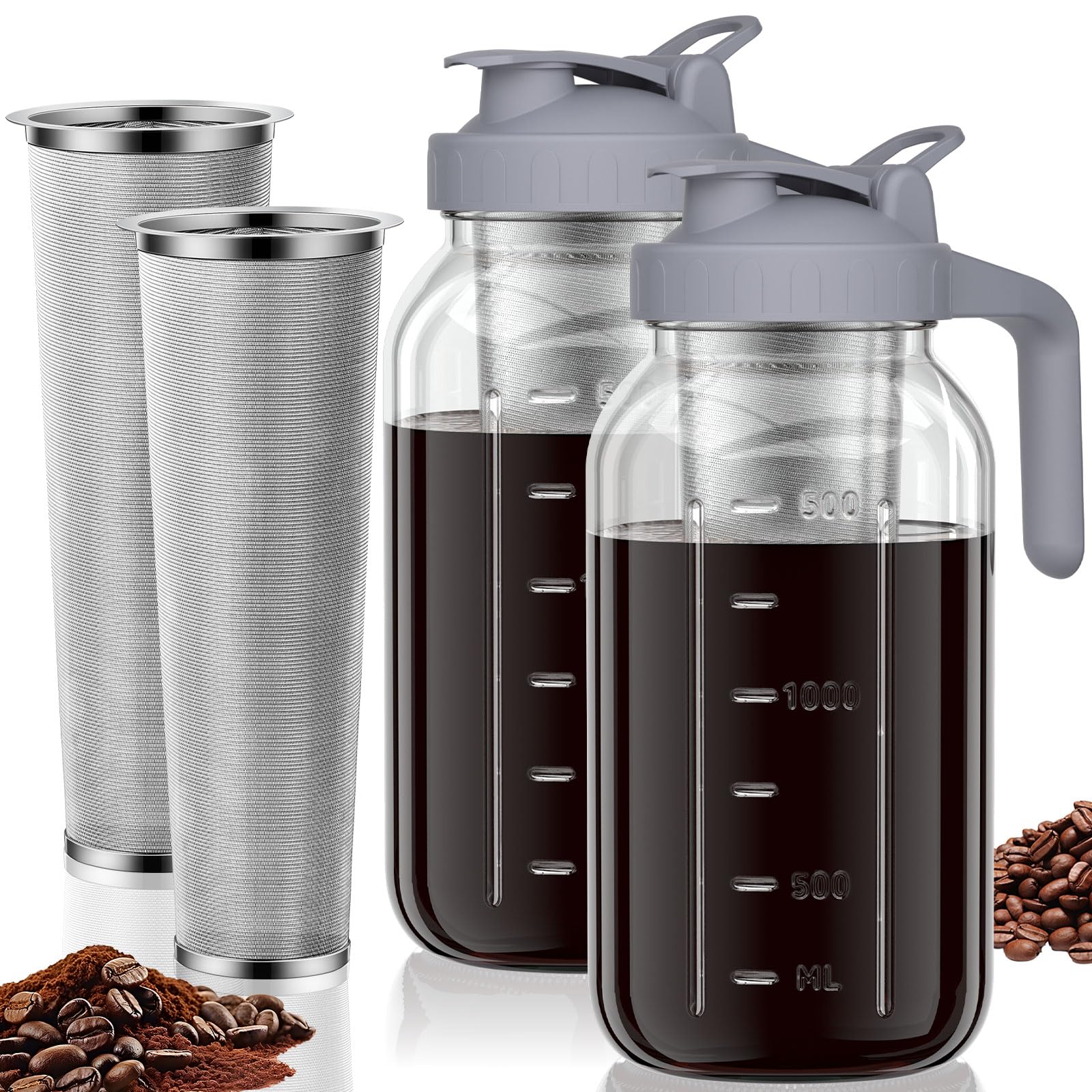 JunVpic Cold Brew Coffee Maker, 64 oz Glass Mason Pitcher