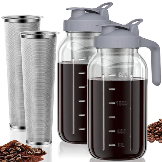 JunVpic Cold Brew Coffee Maker, 64 oz Glass Mason Pitcher
