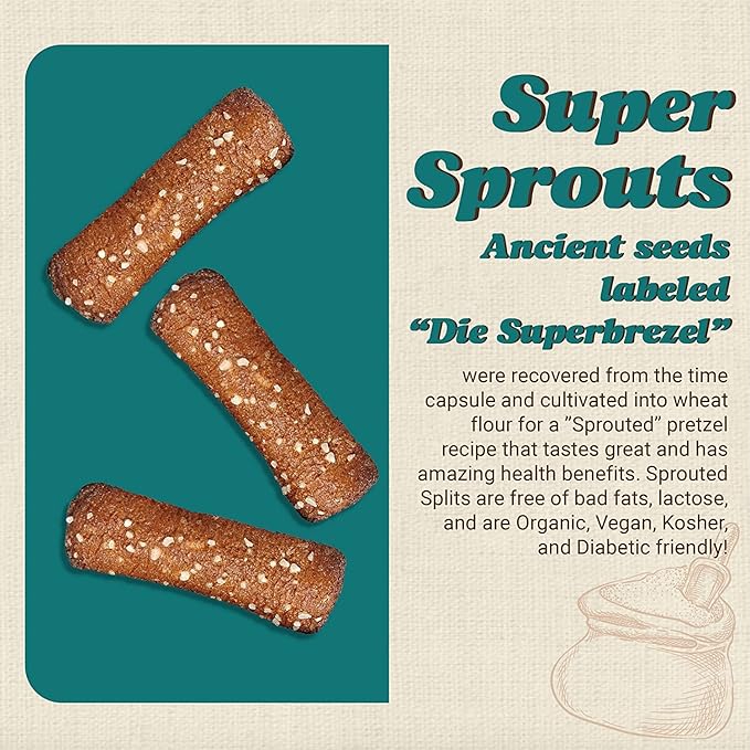 Unique Snacks Sprouted Pretzel Shells, Delicious Homestyle-Baked Snack Bag, Vegan, OU Kosher Pretzels, Non-GMO Office Snacks, 8 Oz. Bag, Pack of 6