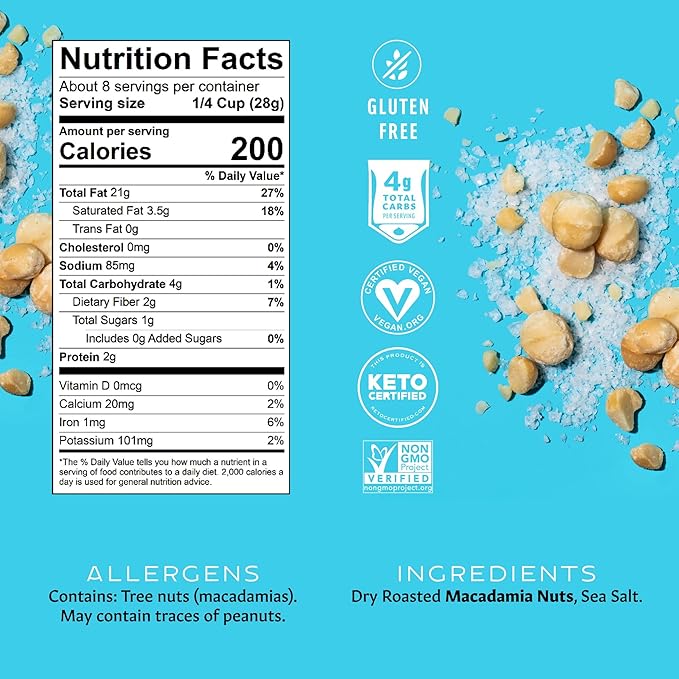 Mauna Loa Premium Roasted Macadamia Nuts, Sea Salt Flavor, 7 Ounce