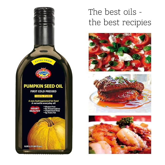 Pumpkin Seed Oil 11.83 OZ - Pure Extra Virgin Unrefined Cold Pressed Vegetable Oil for Cooking