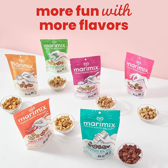 Marimix Snack Mix | Sweet Chili Sesame 2 Pack | Crunch Baked Sweet & Salty Savory Plant Based Naturally Gluten Free Whole Grain Fiber Charcuterie Pretzel Trail Party Mix | No Artificial Ingredients