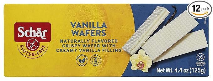 Schär Gluten-Free Vanilla Wafers, 4.4oz (Pack of 12) ??Crispy Texture, Rich Vanilla Flavor, Non-GMO, No Artificial Preservatives, Perfect Snack or Dessert Ingredient