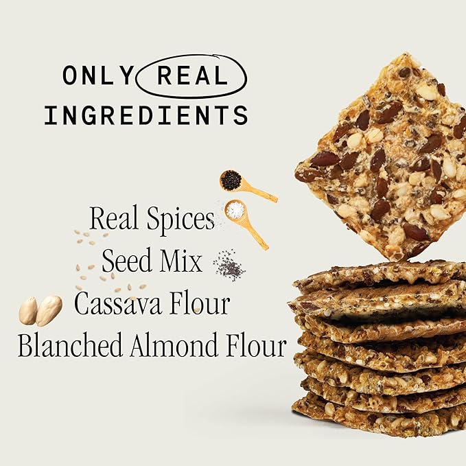 Julian Bakery® Organic Seed Crackers - Salt & Pepper 4oz | Gluten Free and Organic Certified | Grain Free | Low Carb | Plant-Based | Vegan (3PACK)
