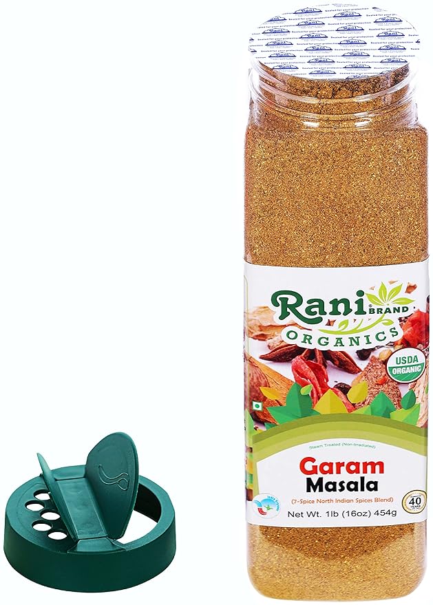 Rani Organic Garam Masala (7-Spice North Indian Spices Blend) 16oz (1lb) 454g PET Jar ~ All Natural | Salt-Free | Vegan | Gluten Friendly | NON-GMO | Indian Origin | USDA Certified Organic