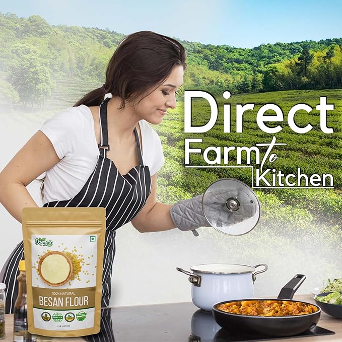 Organic Zing Besan Flour also known as Chickpea Flour, Bengal Gram Flour or Garbanzo Bean Flour |Vegan| Preservative Free | Product of India - (907gm) Resealable Pack