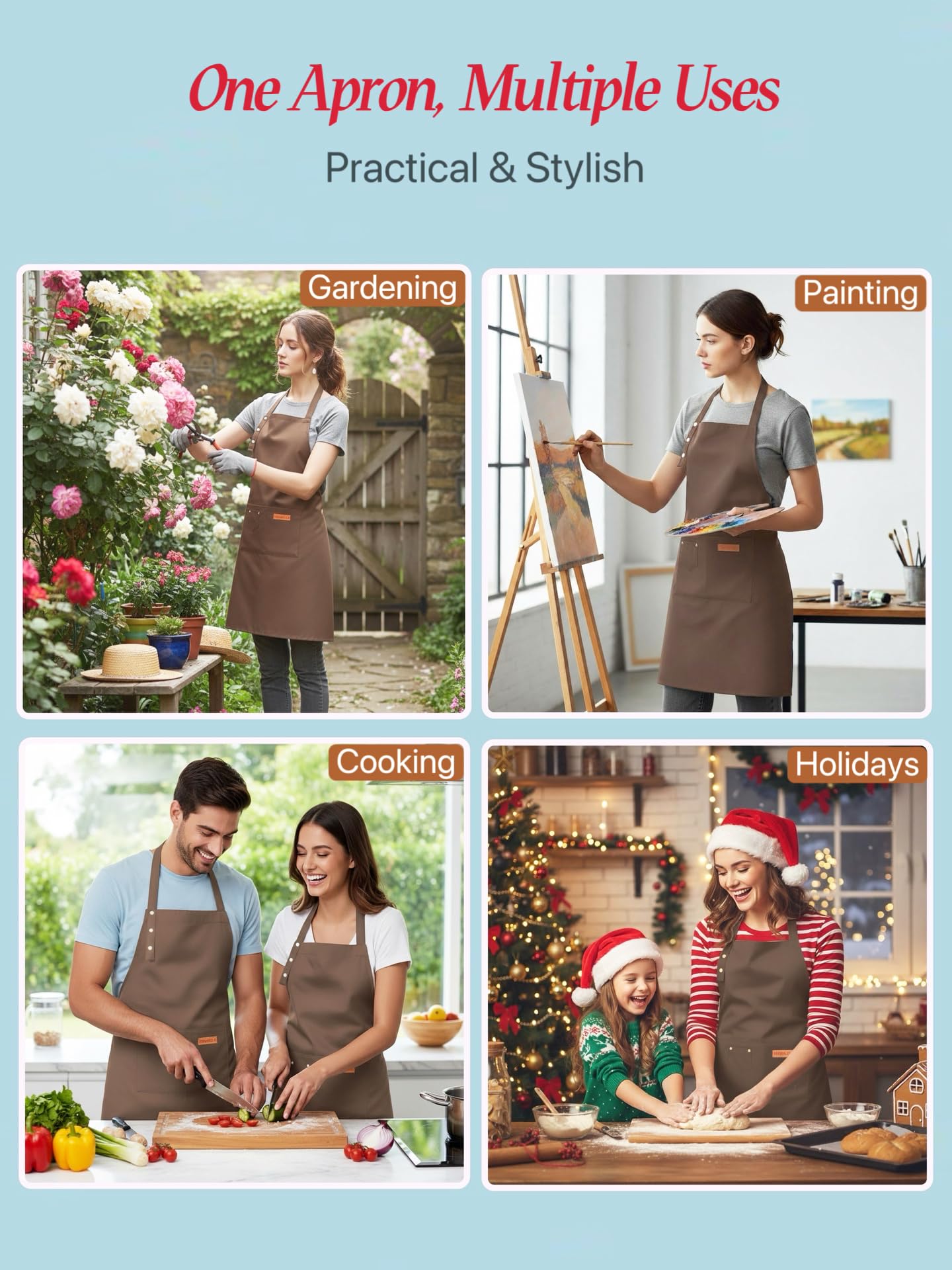 ursapela Kitchen Cooking Apron for Women Men Water-Resistant Artist Barista Baking Craft Catering