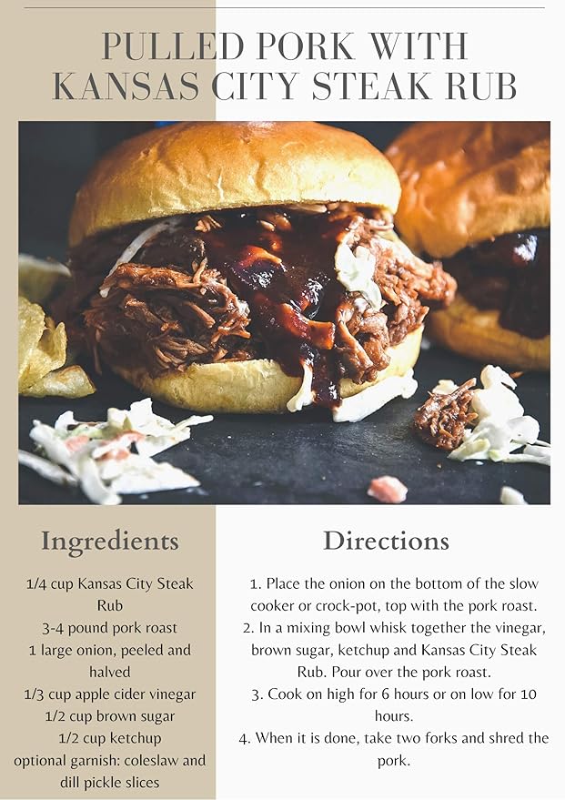 Kansas City Steak Rub- 6.6 oz. Jar (Pack of 2) - The ultimate brown sugar BBQ blend used by pitmasters and backyard cooks everywhere. Porks perfect pair.