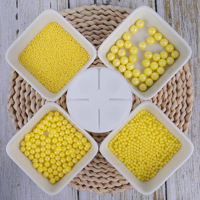Sprinkles for Cake Decorating, Light Yellow Pearl Sprinkles 4 Sizes Mix for Cake Cupcake Cookie Baking Donuts Ice Cream Toppings