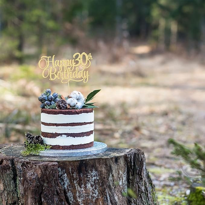 1 Pack Happy 30th Birthday Cake Topper Gold Glitter Number 30 Thirty Years Old Birthday Cake Pick Decoration For 30th Birthday Celebrating Anniversary Party Supplies