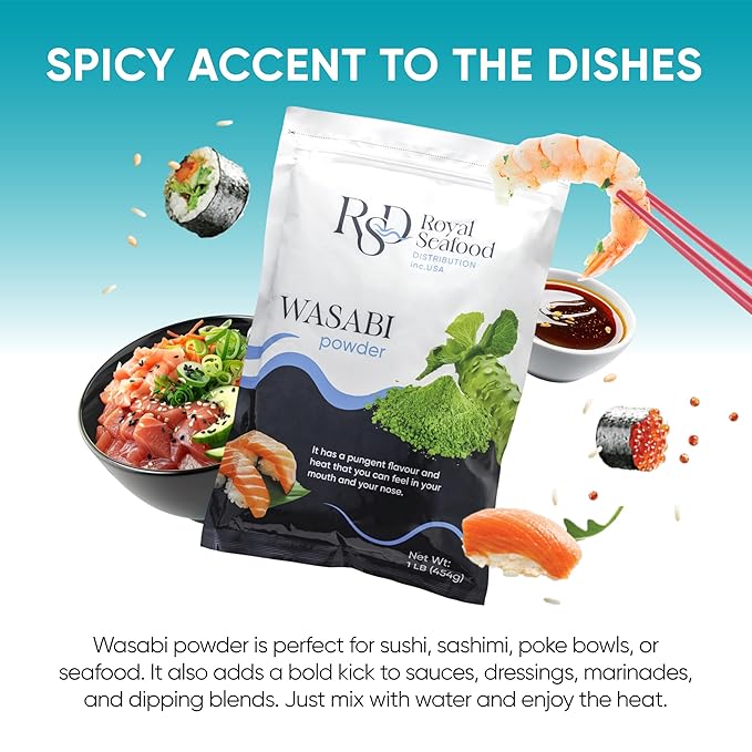 RSF ??Premium Wasabi Powder 1 LB ??Real Japanese Horseradish Root Powder for Sushi, Sashimi & Sauces ??Gluten Free, Hot & Spicy Sushi Seasoning ??Pure Wasabi Paste for Dipping