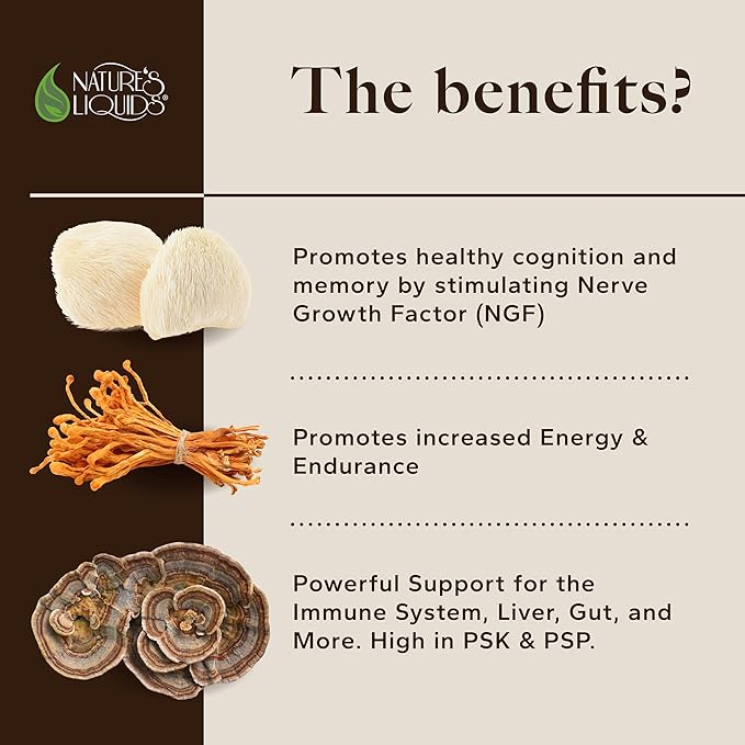Nature's Liquids Ultimate Mushroom Coffee Latte - 15,000 mg Organic Fruiting-Body Mushrooms per Serving - Lion's Mane, Turkey Tail, Cordyceps - Focus & Immune Support - 30 Stick Packs