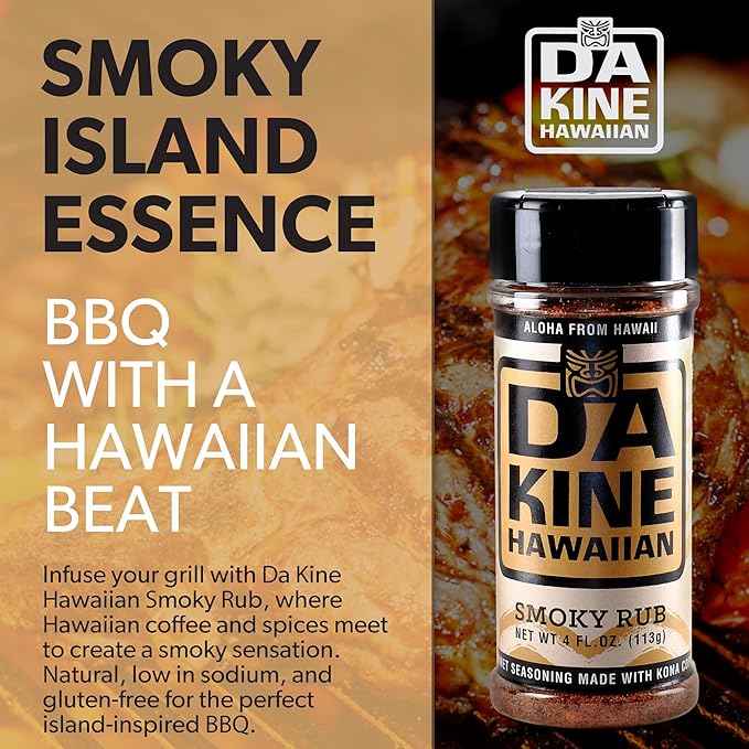 Da Kine Hawaiian Premium BBQ Dry Rub Seasoning - Authentic BBQ Seasoning Blend, Perfect Gourmet Rub Spices for Smoking, Grilling & Cooking - Gluten-Free, Low Sodium, No MSG - Smoky Flavor (4 oz - 3 Pack)