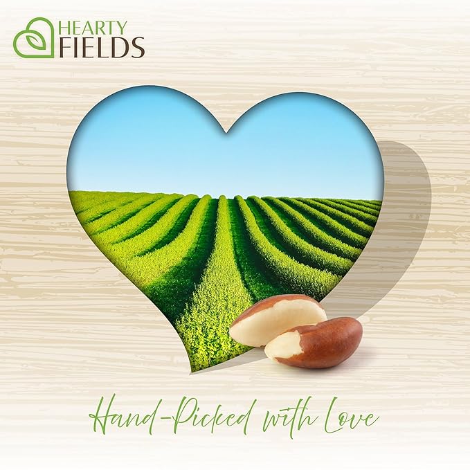 Hearty Fields - Brazil Nuts Roasted & Salted - No Shell, Whole (16 Oz - 1 LB) Wholesome In Nature - Hearty In Nurture Healthy Protein Food Snack, Food Assortments
