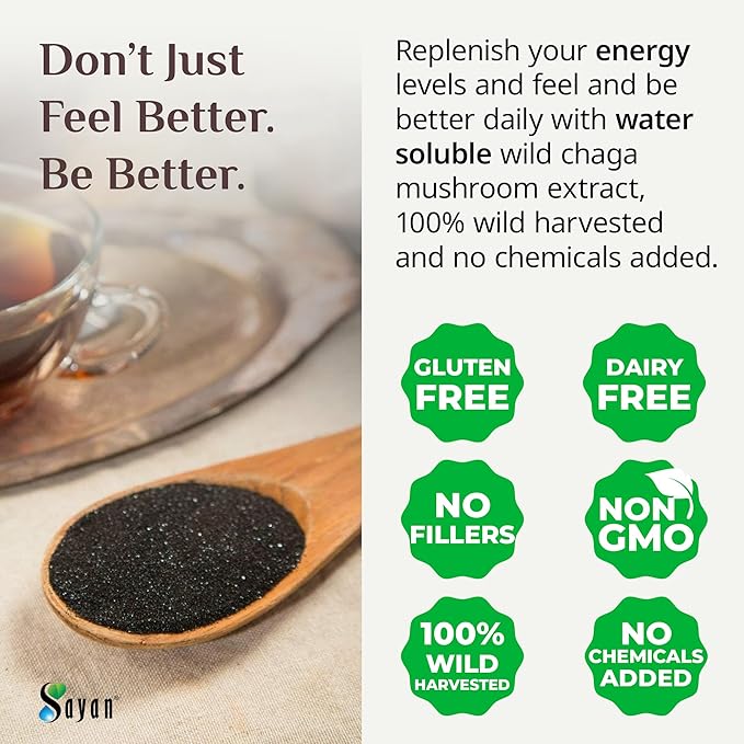 Sayan Chaga Mushroom Extract Powder (1 Lb) ??Freeze Dried Siberian Wild Harvested - Organic Antioxidant Tea for Immune and Digestion Support - Focus, Energy, Clarity, Wellness - No Additives