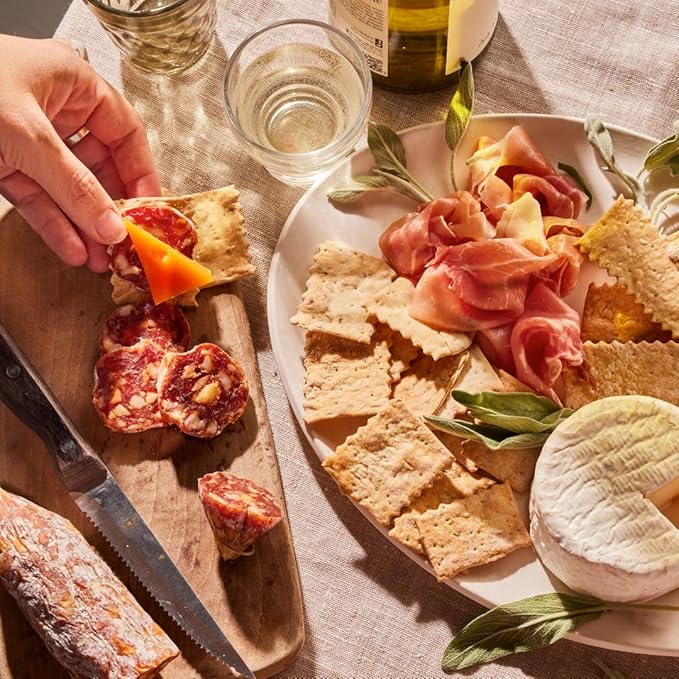 Rustic Bakery Handmade Sourdough Flatbread Cracker Bites - Rosemary & Olive Oil - Rosemary Charcuterie Crackers for Cheese Platters or Snacking - Made in California - Pack of 4, 6 Oz Bags