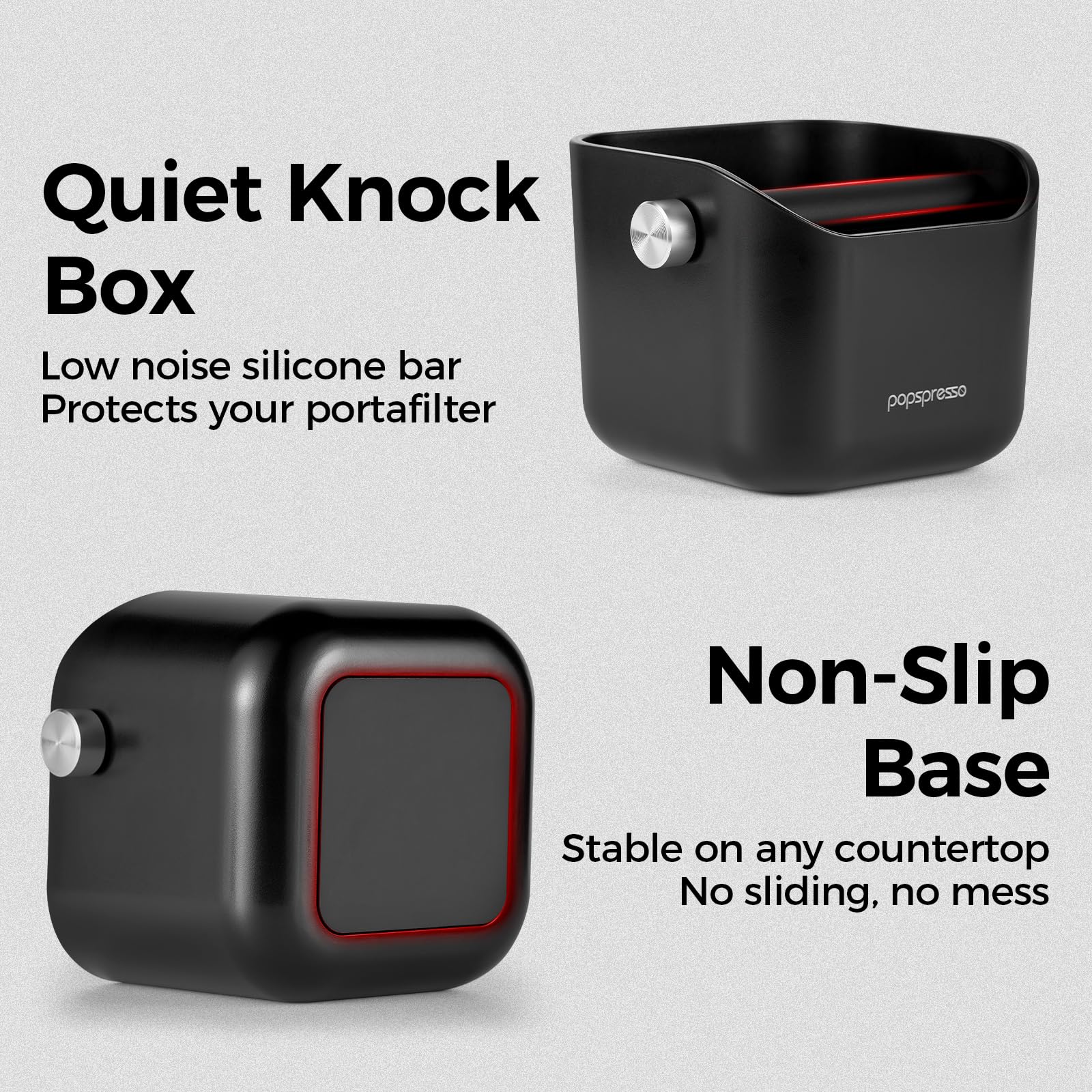 Popspresso Espresso Knock Box for Coffee Grounds, 1.5L Large Capacity Coffee Knock Box with Quiet