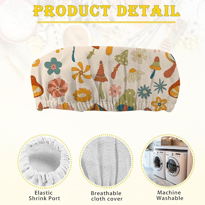 Vintage Mushrooms Sourdough Starter Jar Cloth Covers, Gifts for Women Baker 5 Pack Kit Stretchy Cloth Bowl Lids Fits Jar Mouth Ranging 3"- 4" Inches