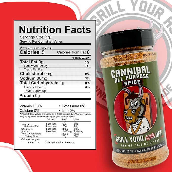 GYAO Cannibal BBQ Seasoning – 10oz Chili-Based Southern Texas BBQ Rub for Steak, Beef & Burgers – MSG & Gluten Free – USA Made & Veteran Owned