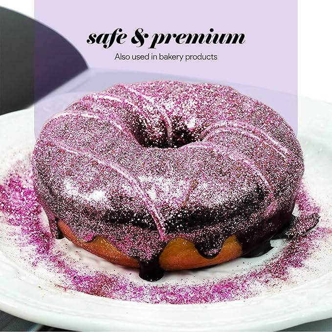 BeePoint Violet Edible Luster Dust 15g - Food Grade, Vibrant Color Shimmer Powdered Dust for Drinks, Cocktails, Cake Decorating, Baking, Chocolates, Candy, Sweets, & Cookies - Vegan & Gluten Free