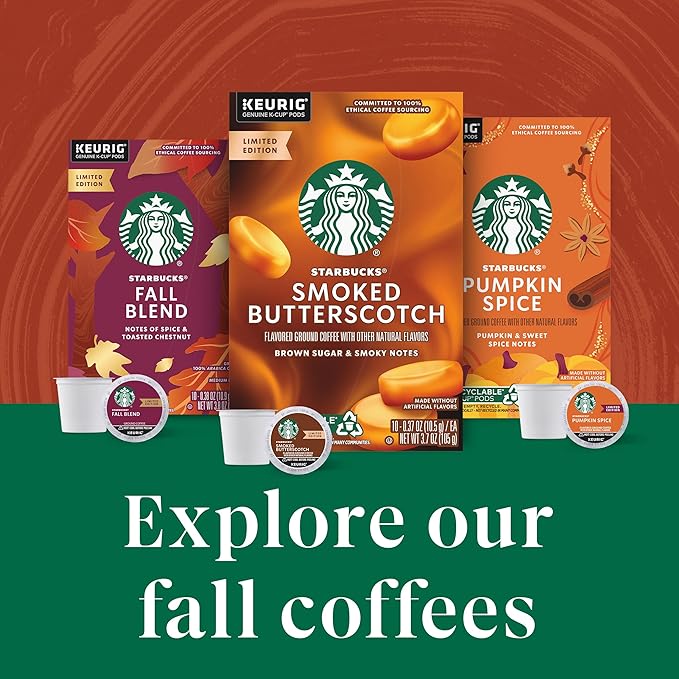 Starbucks K-Cup Coffee Pods, Pumpkin Spice Naturally Flavored Coffee for Keurig Brewers, 100% Arabica, Limited Edition, 6 Boxes (60 Pods Total)