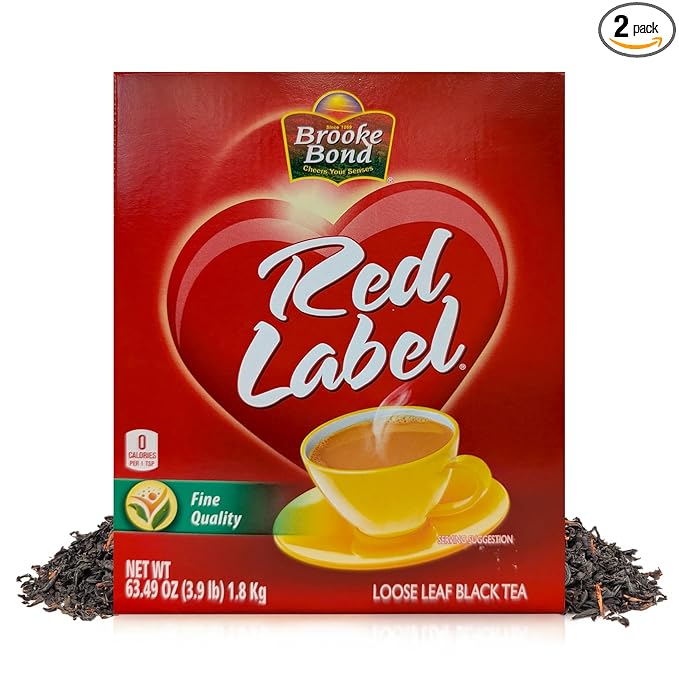 Brooke Bond Red Label | Premium Black Tea | Loose Leaf Tea | Rich Aroma | Compatible for Chai & Milk | 1800 Grams (Pack of 2)