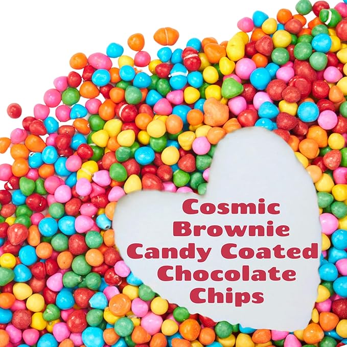 Rainbow Candy Coated Chocolate Chips | 1.5 lbs Cosmic Brownie Sprinkles | Mini Chocolate Baking Chips for Ice Cream & Cake Decorating | Kosher Nut Free Non GMO Vegan & Gluten Free | Stern’s Bakery