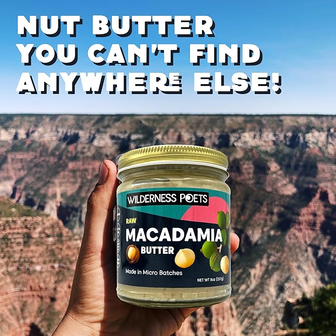 Wilderness Poets, Raw Macadamia Nut Butter - 3 Pack (8 Ounce Jars) - Vegan, No Salt - Glass Jars