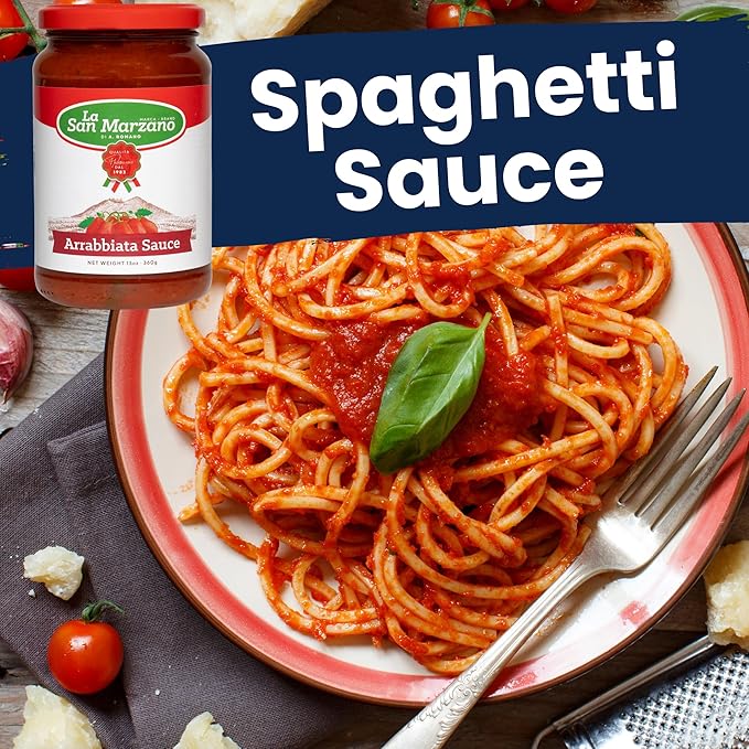 La San Marzano Arrabiata Sauce, 13 oz, Pasta Sauce Made in Italy, All Purpose Tomato Premium Quality, All Natural, Mediterranean Diet, Non GMO, Vegan, Gluten Free