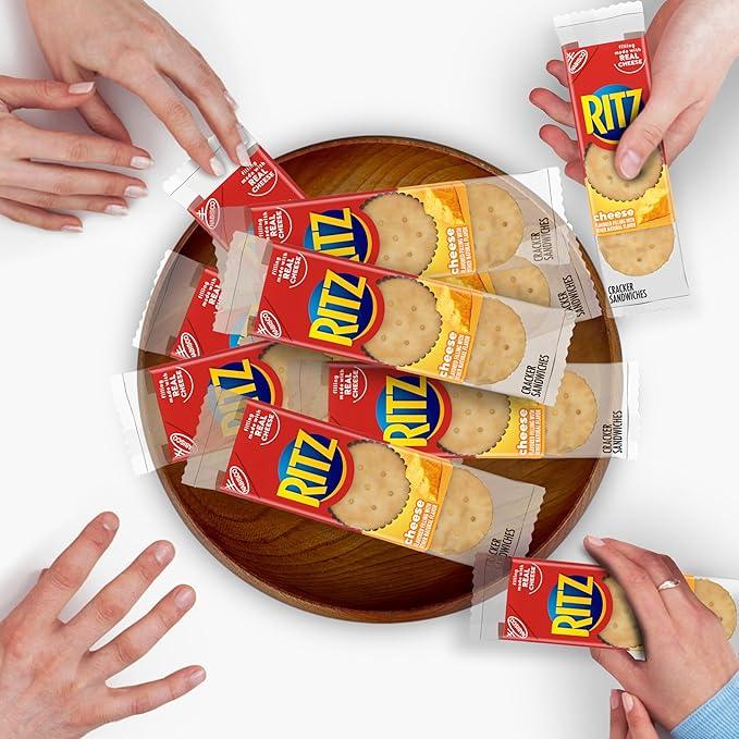 RITZ Cheese Sandwich Crackers, Lunch Snacks, 20 Snack Packs (6 Crackers Per Pack)