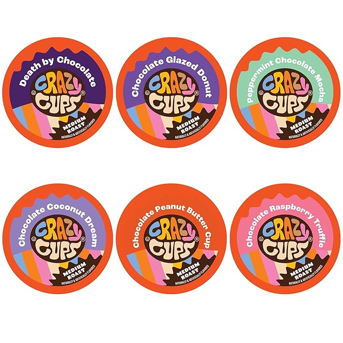 Crazy Cups Medium Roast Chocolate Coffee Lovers Coffee Pods Variety Pack, 24 Count