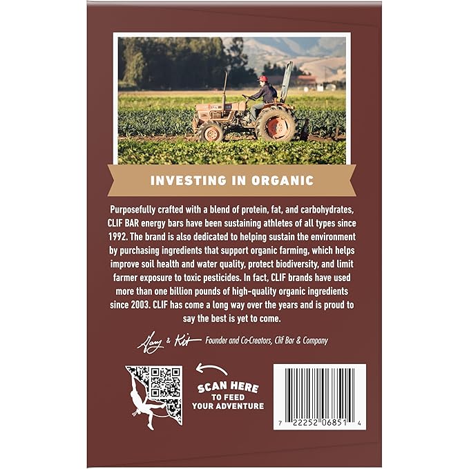 CLIF BAR - Chocolate Brownie Flavor - Made with Organic Oats - Energy Bars - Non-GMO - Plant Based Protein Bars (15 Pack)