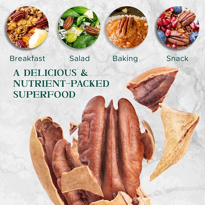 Premium Raw Pecan Halves 44oz (2.75 lb) | American-Grown, Non-GMO | Batch Tested Gluten & Peanut Free | No PPO or Preservatives | Rich Flavor for Snacking & Cooking