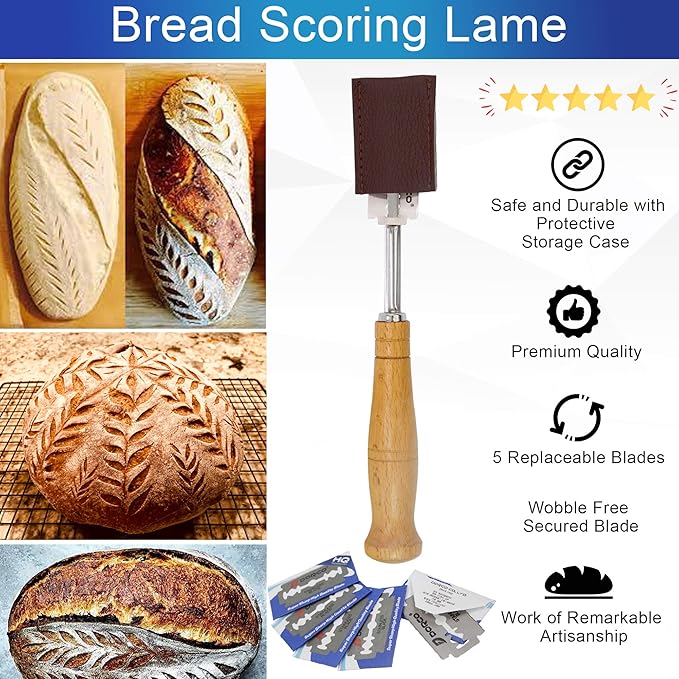 10inch Oval Banneton Proofing Basket Set Bread Baking Kit, Dough Scraper, Bread Lame, Danish Dough Whisk Sourdough Proofing Bread Basket Artisanal Bread Making Tools and Supplies Set