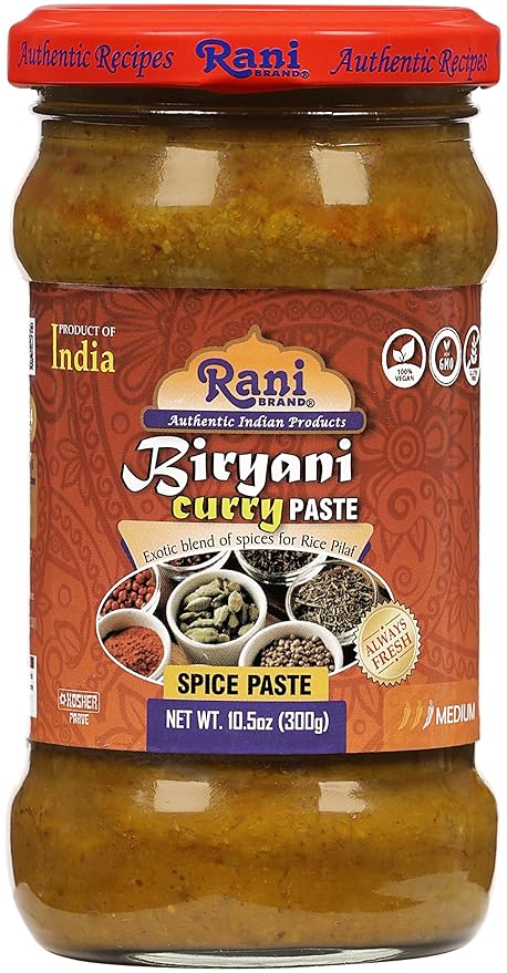Rani Biryani Masala Curry Paste (Cooking Spice Paste for Indian Rice Dishes, Pullao/Pilau) 10.5oz (300g) Glass Jar, Pack of 5+1 FREE ~ All Natural | Vegan | No Colors | Gluten Free | NON-GMO
