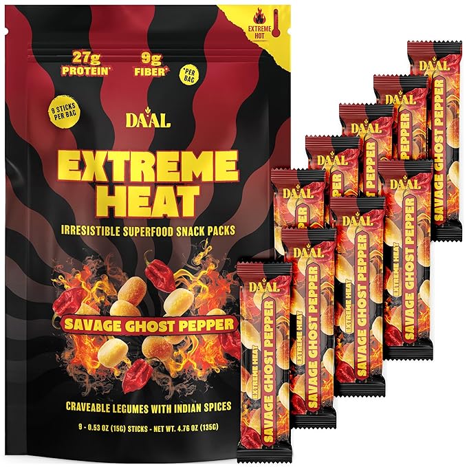Daal By Keen Crunchy Mung Bean Snacks ??Savage Ghost Pepper - Plant-Based Protein, High Fiber, Gluten Free & Nut-Free ??Mix into Salads or Enjoy as an On-the-Go Snack - 1 Resealable Pack, 4.76 oz