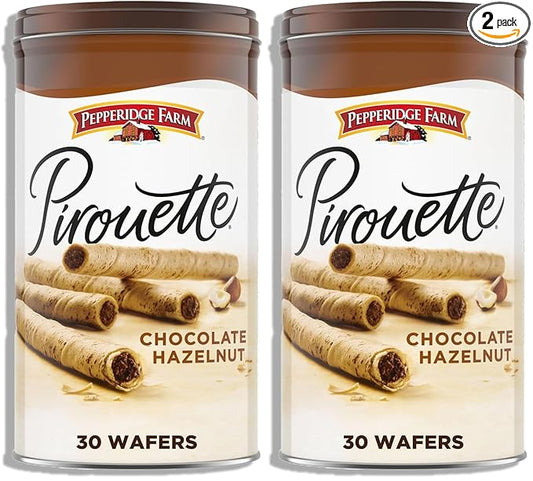 Pepperidge Farm Pirouette Cookies, Chocolate Hazelnut Créme Filled Wafers, 13.5 Oz Tin (Pack of 2)