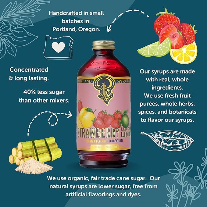 Portland Syrups Strawberry Lemon-Lime 2-Pack, 24 Fl Oz, 2 Pieces, Bottle