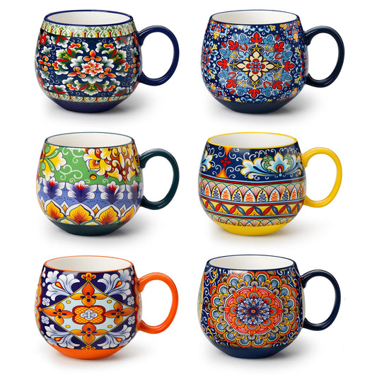 vancasso Coffee Mugs Set of 6, 18oz Ceramic Coffee Cups, Colorful