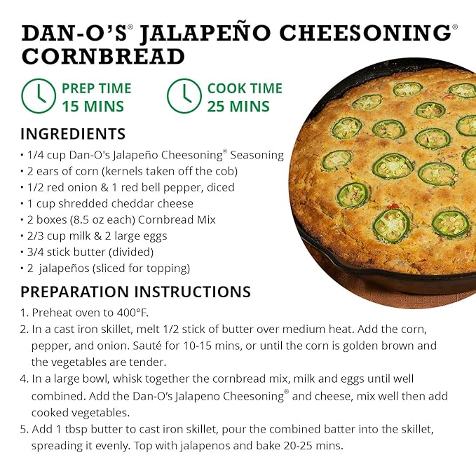 Dan-O's Jalapeño Cheesoning Seasoning, 2.6 oz Bottle, 2 Pack, Cheesy Seasoning for Pizza, Popcorn, Chicken, Bread and More, Sugar Free, Zero Calorie, Parmesan Cheese Replacement for your Favorite Food