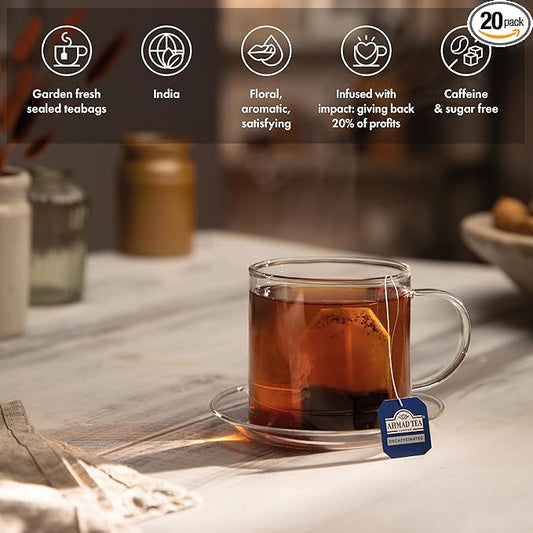 Ahmad Tea, Decaffeinated Earl Grey Tea, 20 Tagged and Aluminium Foil Envelopes