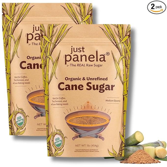 Organic Unrefined Cane Sugar - 1 Pound, Pack of 2 - Sweeten Your Coffee with Natural Cane Sugar - Unprocessed and Handcrafted Cane Sugar with Intact Natural Minerals - Jaggery Powder