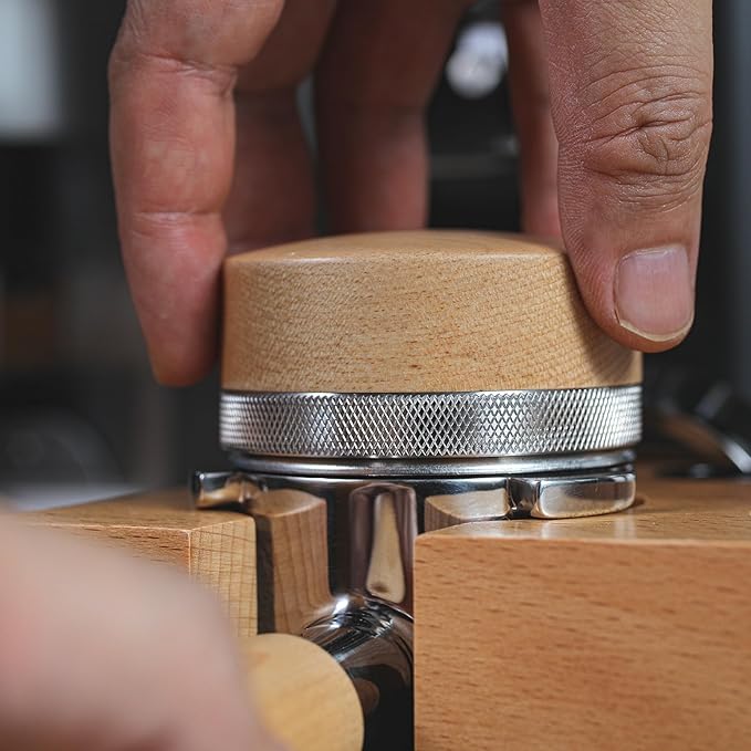 54mm Espresso Distributor for Breville Portafilters Maple Coffee Leveler Adjustable Depth Stainless Steel Espresso Leveling Tool Premium Espresso Machine Accessories For Coffee Bar