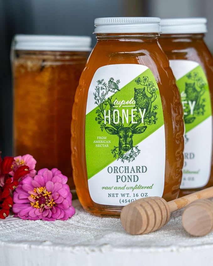 Orchard Pond Tupelo Honey - Rare Harvest from White Ogeechee Tupelo Trees, Handcrafted in North Florida, 100% Pure & Unheated - 12oz Bear