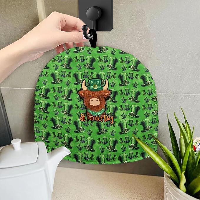 St. Patrick's Day Tea Cozy for Kitchen Home Tea Pot Lucky Irish Shamrock Insulation Teapot Cozies Tea Pot Cover Kitchen Accessory for Hounsewife Gift Tea Pot Cover