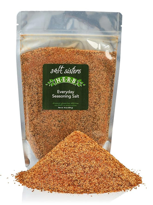 s.a.l.t. sisters Everyday Seasoning | All-Natural, Gluten Free, MSG Free, Non-GMO | Dried Spice & Salt Seasoning | Versatile Use for Meat, Fish, Vegetables, and More | 1lb