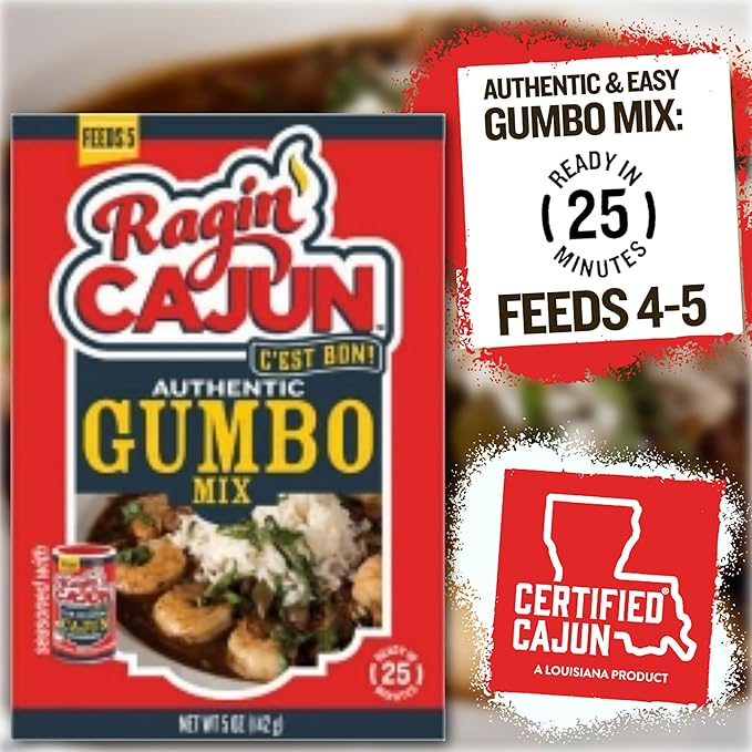 Ragin' Cajun Authentic Gumbo Mix - 5 oz Box, Pack of 3, No MSG, Authentic Louisiana Creole Soup Base for Chicken, Sausage & Seafood