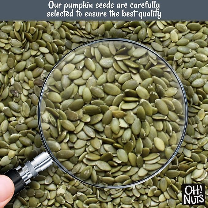 Oh! Nuts Pumpkin Seeds - Dry Roasted Salted - 2 lb - Shelled and Sprouted Pepitas - Packed in New York Zip-Seal Bag for Exceptional Freshness