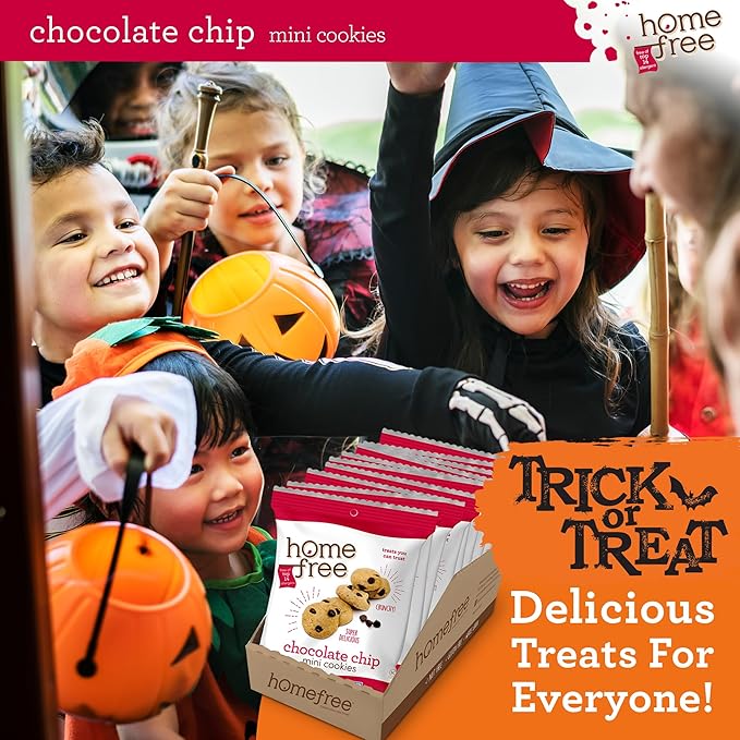 Homefree Treats You Can Trust Gluten Free Mini Cookies, Single Serve, Chocolate Chip, 1.1 Ounce (Pack of 10)