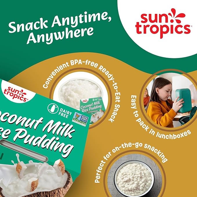 Sun Tropics Coconut Milk Rice Pudding Snack, Original, Gluten Free, Dairy Free, Vegan, Low Sugar, Non-GMO, Ready-to-Eat, 8.46 Oz (Pack of 6)